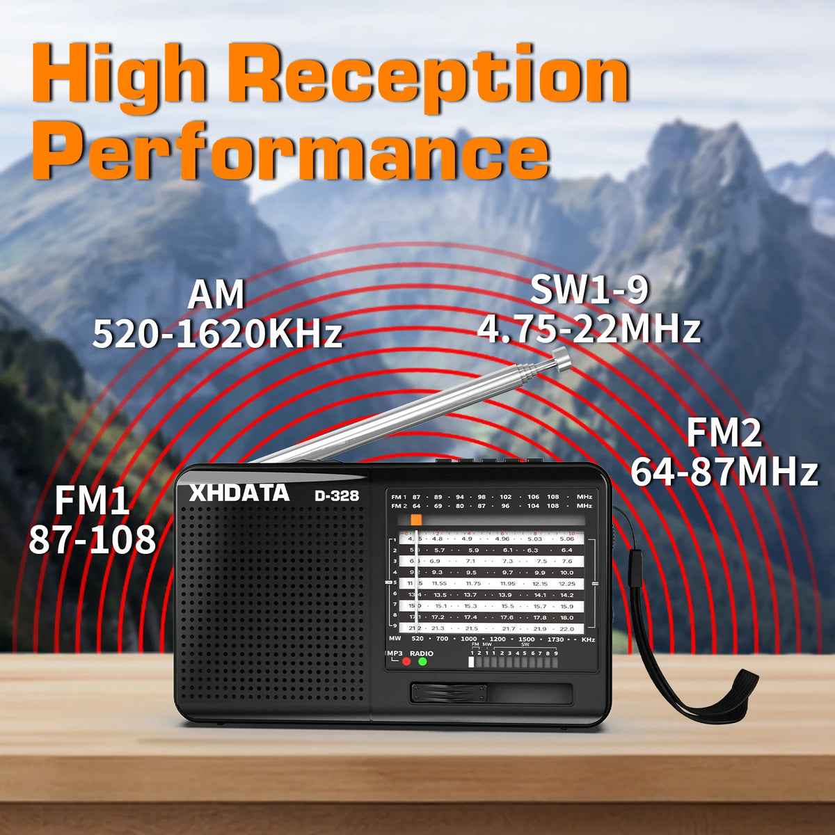 USB Rechargeable Battery Portable XHDATA Radio FM AM SW MP3 Player