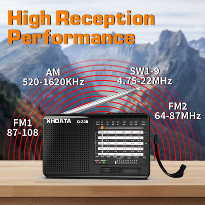 USB Rechargeable Battery Portable XHDATA Radio FM AM SW MP3 Player