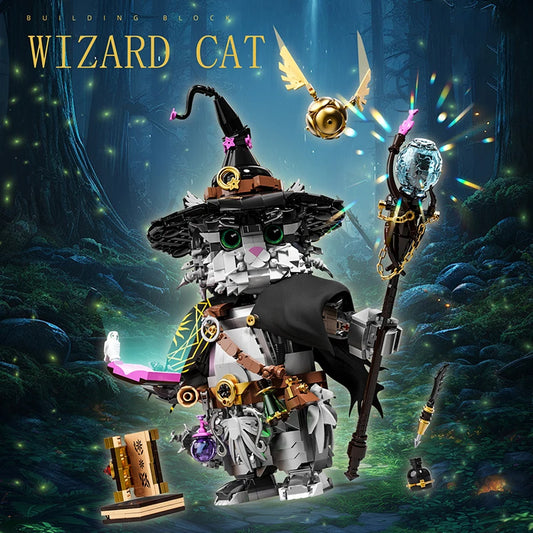 1400+pcs Wizard Cat Magic Animal Building Blocks MOC Creative DIY Model Toy Gift
