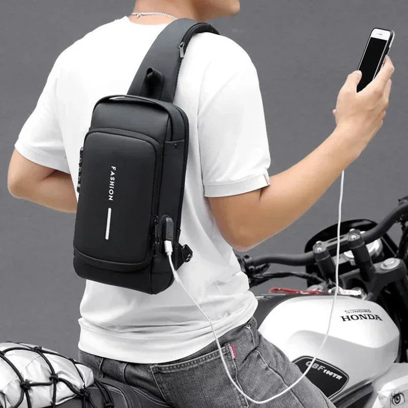 Men's Anti-Theft Chest Bag Crossbody Sling Pack with USB Charging