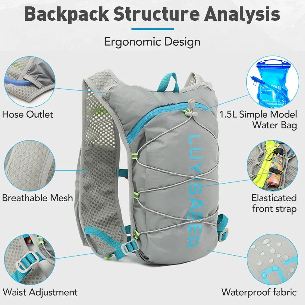 Ultralight Trail Running Hydration Vest Backpack for Marathon Racing Hiking - EXPROTAS