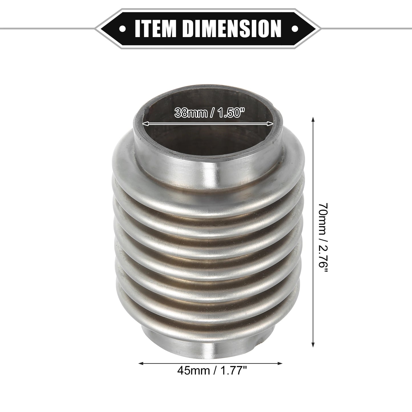 UXCELL Exhaust Flex Pipe | 38/45/50/60mm Bellows Connector Stainless Universal