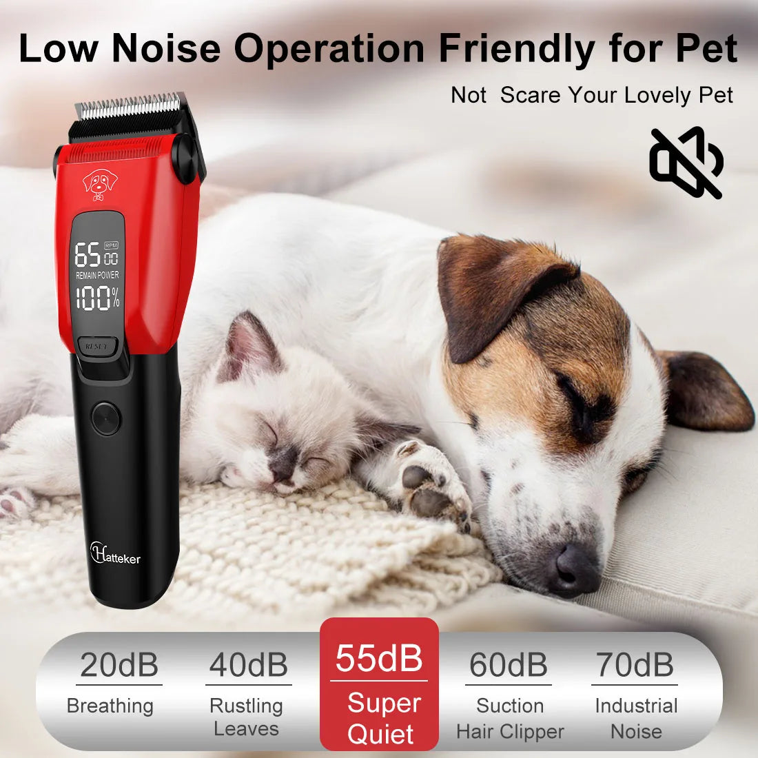 LED Low Noise Professional Pet Hair Clippers Electric Dog Trimmer Grooming
