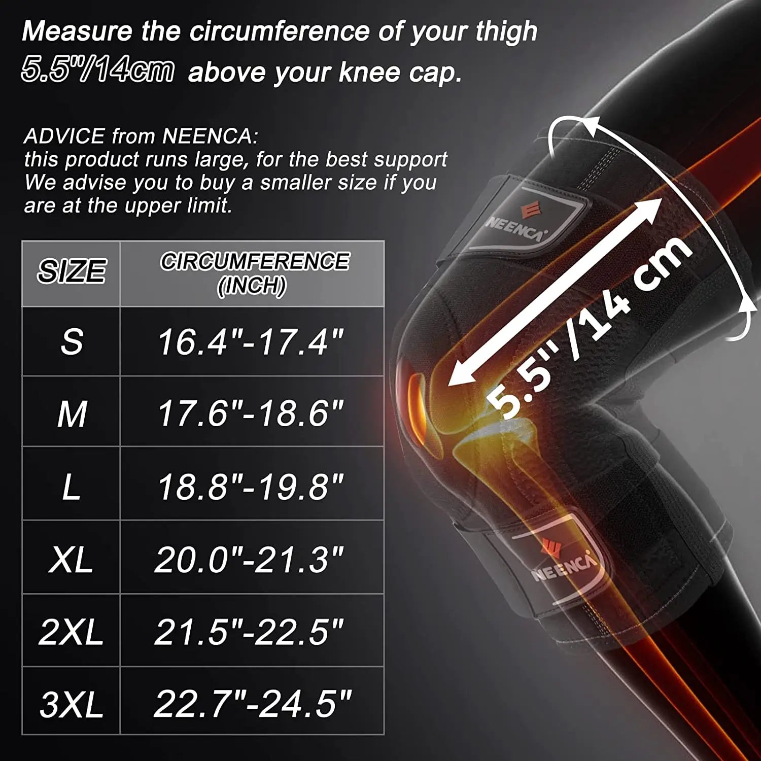 NEENCA Adjustable Knee Brace with Side Stabilizers Support for Men & Women - EXPROTAS