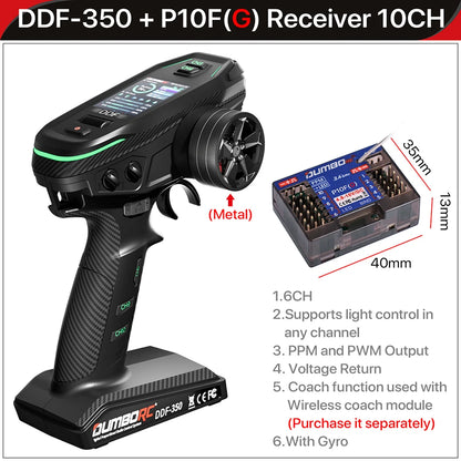 DUMBORC 10CH Controller 2.4G Transmitter Receiver for RC Car Boat Tank FHSS