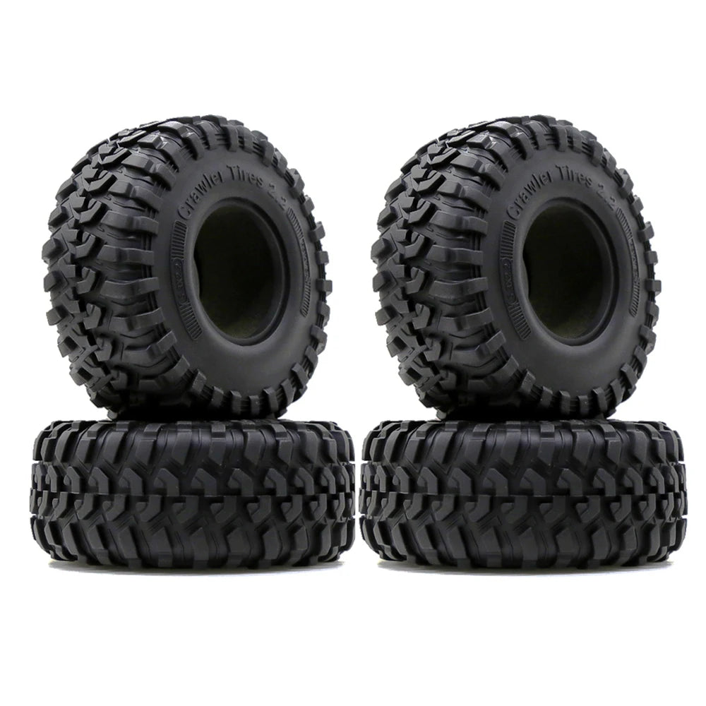4pcs 2.2 Beadlock Wheels & Rubber Tires Set for 1/10 RC Crawler TRX4 SCX10 D90
