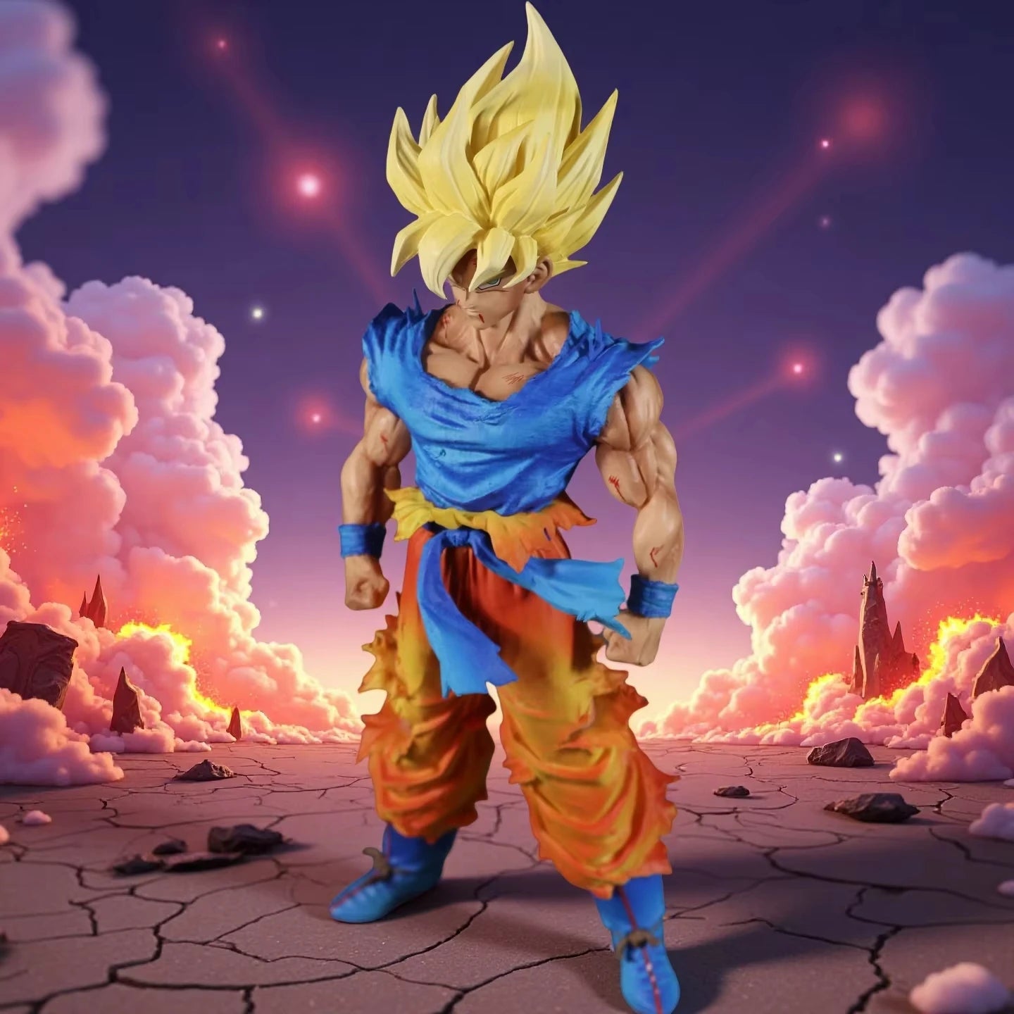 27cm Dragon Ball Z Goku Figure Super Saiyan PVC Model with Interchangeable Head Gift