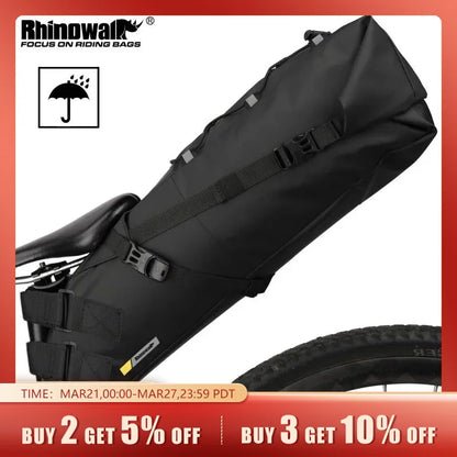 Rhinowalk Bike Saddle Bag Waterproof MTB Road Bicycle 13L Large Capacity Cycling Bag Foldabe Tail Rear Bag Trunk Accessories-EXPROTAS