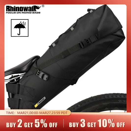 Rhinowalk Bike Saddle Bag Waterproof MTB Road Bicycle 13L Large Capacity Cycling Bag Foldabe Tail Rear Bag Trunk Accessories-EXPROTAS