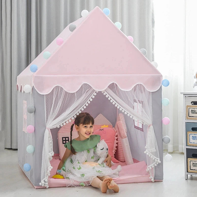 1.35M Large Children Toy Tent  Wigwam Folding Kids Tent Tipi Baby Play House Girls Pink Princess Castle Child Room Decor Gifts-EXPROTAS
