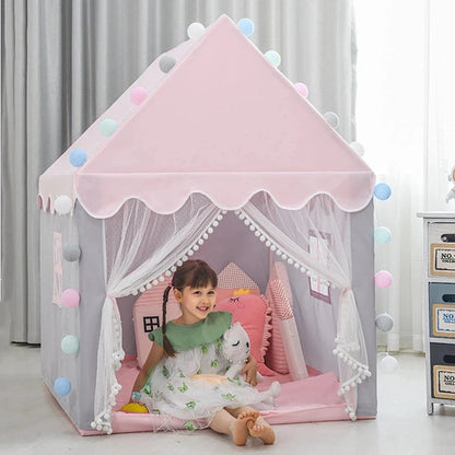 1.35M Large Children Toy Tent  Wigwam Folding Kids Tent Tipi Baby Play House Girls Pink Princess Castle Child Room Decor Gifts-EXPROTAS