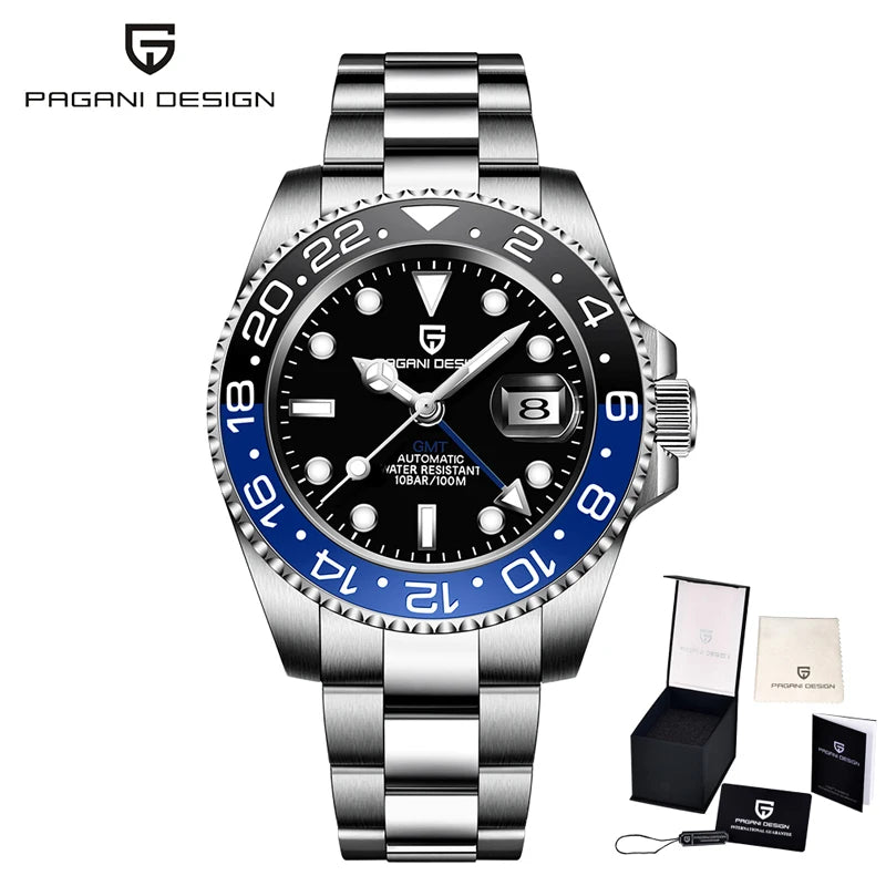 PAGANI Design PD-1662 Men’s Automatic Watch Stainless Steel Ceramic Bezel Waterproof