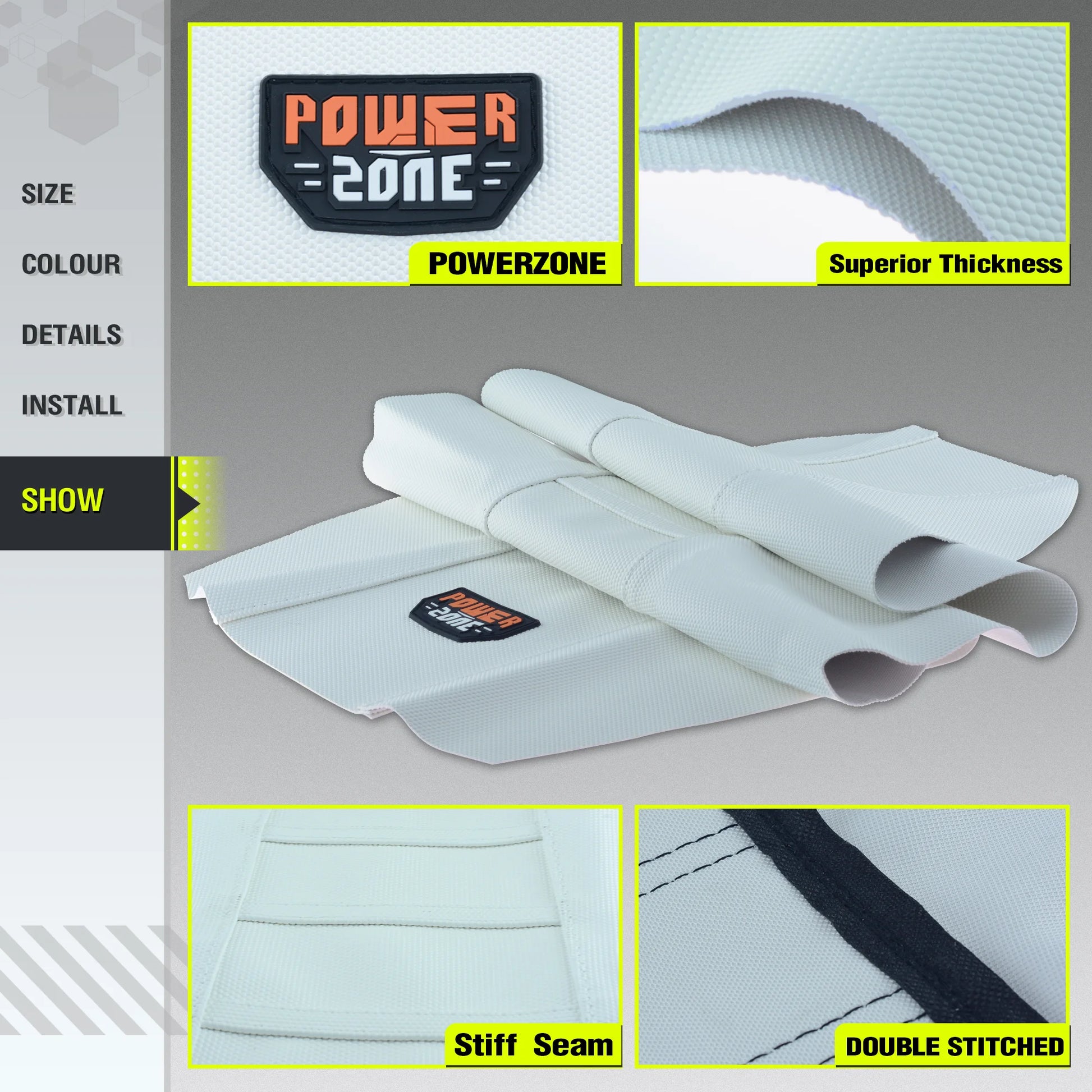 Powerzone White Seat Cover Soft Waterproof Non-slip Ribbed Motorcycle Seat Cover For SXF EXC KXF CRF YZF WR TC TE - EXPROTAS