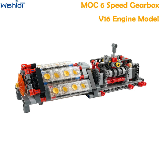 Motor AA Battery V16 Engine Gearbox MOC Technical Model DIY Electric Toy