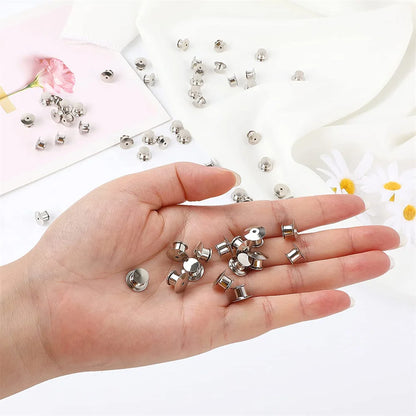10/30/50pcs Locking Pin Backs Metal Badge Fasteners for Brooch Jewelry Making