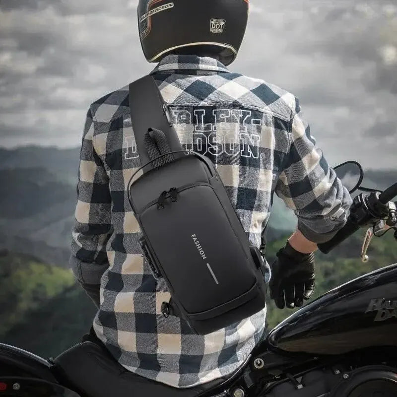Men Crossbody Bag Anti-theft Leather Shoulder Sling Travel Chest Bag