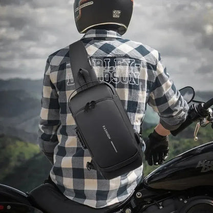 Men Crossbody Bag Anti-theft Leather Shoulder Sling Travel Chest Bag