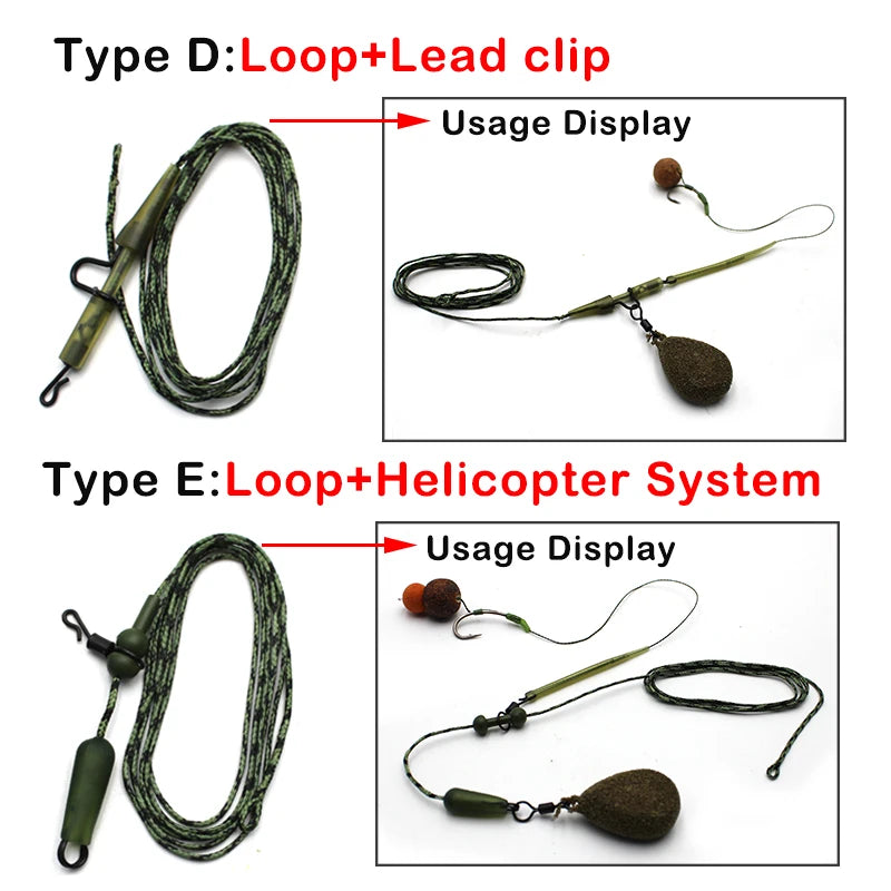 Carp Ready-Tied Leadcore Leader with Drop-Off Lead Clip & QC Swivel
