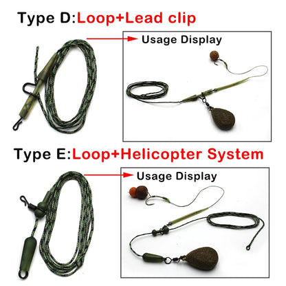 Carp Ready-Tied Leadcore Leader with Drop-Off Lead Clip & QC Swivel