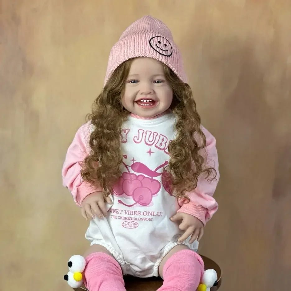 BZDOLL Lifelike 60 CM 24 Inch Soft Silicone Reborn Smiling Baby Doll Handmade Dress Up Toy Lovely Christmas Gift For Child-EXPROTAS