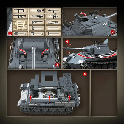 WW2 German Panther G Tank Building Blocks Military Brick Model Toy Set