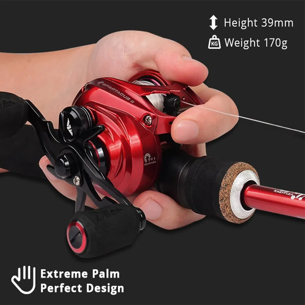 Red Baitcasting Reel KastKing Spartacus II 8kg Drag 7+1BB Fishing Reel