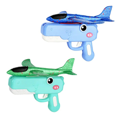 Dinosaur Foam Airplane Launcher Toy Glider Planes for Kids Outdoor Fun