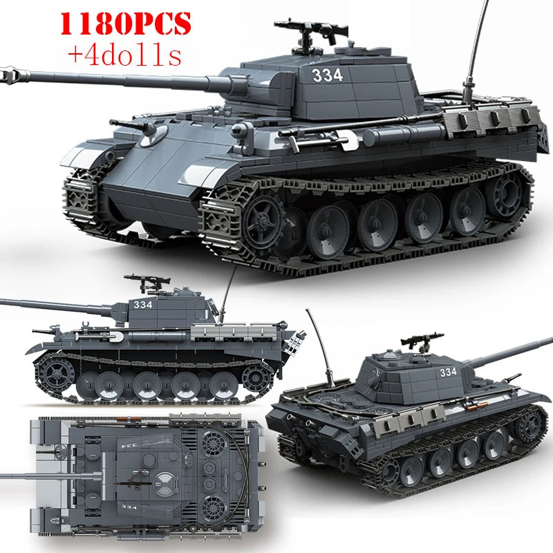 WW2 German Panther Panzer III Tiger I Tank Building Blocks Military Brick Set