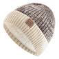 Unisex Two-tone Winter Hats Fur Lined Warm Beanie Cap for Men Women
