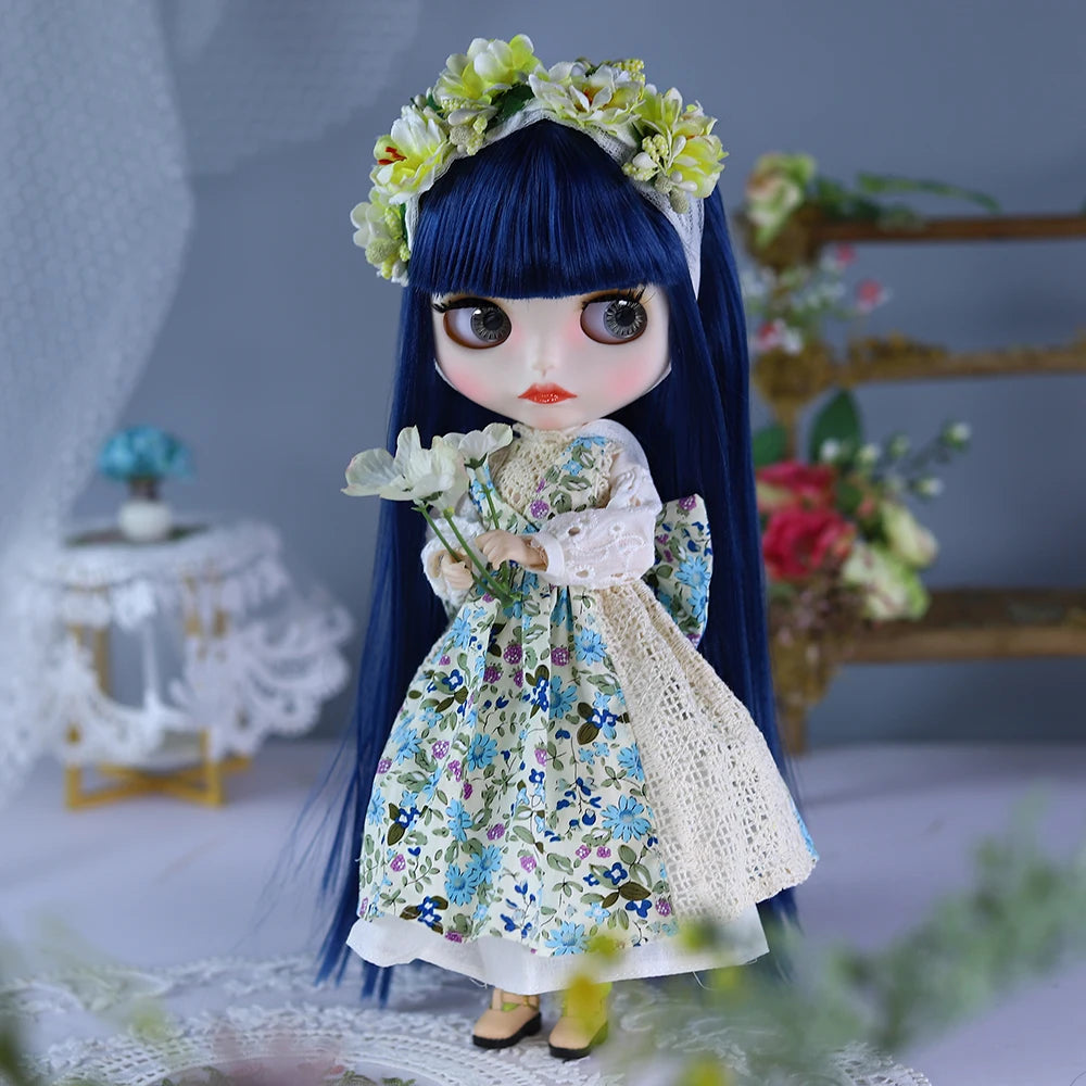 ICY DBS Blyth Doll BJD Joint Body White Skin Blue Hair Set Doll 1/6 30cm Girl Gift Anime SD-EXPROTAS