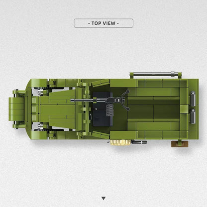 M3A1 Scout Car M6 Truck M22 Locust WW2 Normandy Building Blocks Military Brick Set Gift