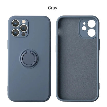 Magnetic Ring Silicone Phone Case for iPhone 11-17 Pro Max Plus Mini XR