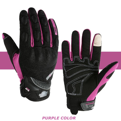 Women Motorcycle Gloves Summer Breathable Racing Touch Function Pink Purple