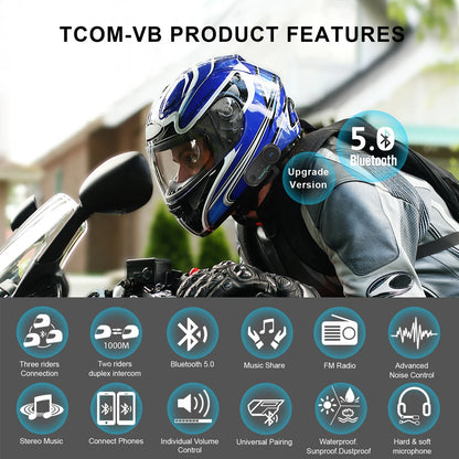 FreedConn Motorcycle Helmet Bluetooth Intercom Headset FM Music Share Speaker