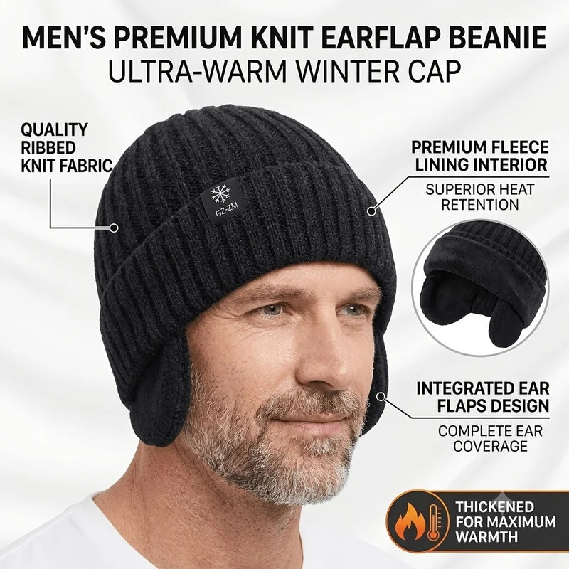 Winter Hat Knit Snowflake Thick Fleece Warm Unisex Ear Protection