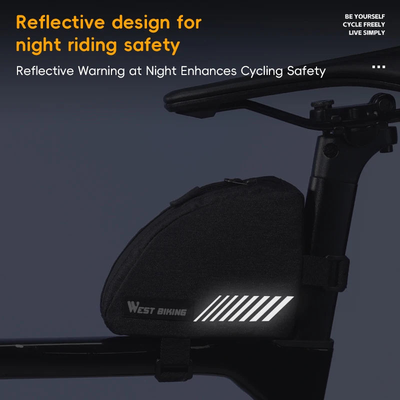 WEST BIKING Mini Triangle Bike Bag 0.4L Bicycle Frame Front Tube Storage Bag Reflective Tear-Resistant MTB Road Bike Pannier