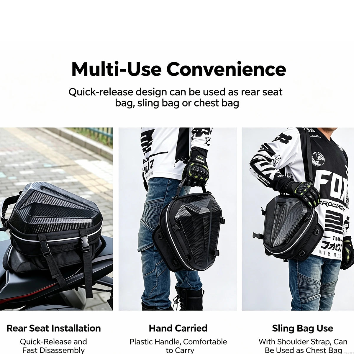 Motorcycle Tail Bag Waterproof Expandable Rear Seat Pack for Scooter