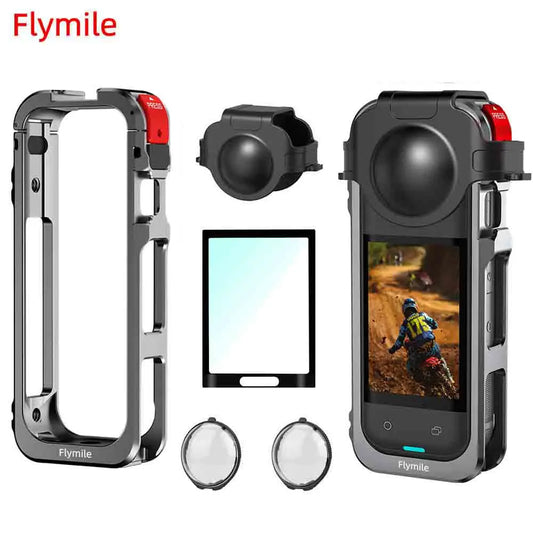 Flymile X5 Metal Cage Case for Insta360 X5 Aluminum Frame Lens Cover
