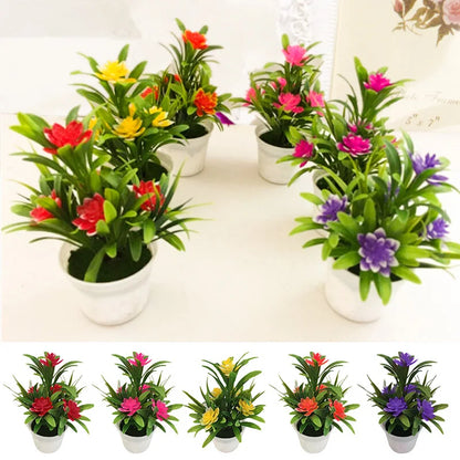 Artificial Flowers Plant Pot Fake Decor for Home Office Garden Balcony