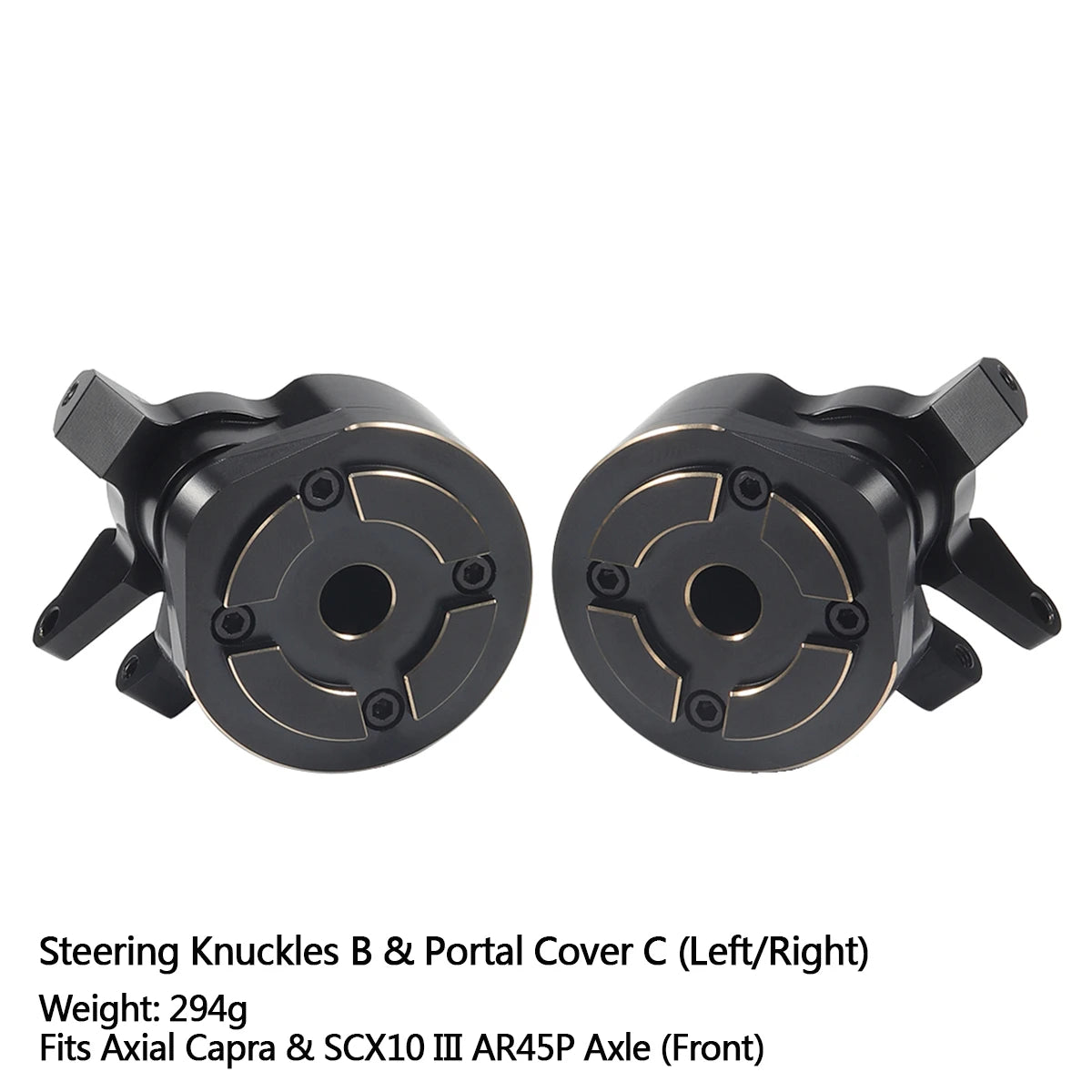 Black Brass Steering Knuckle Portal Cover Weights for Axial Capra SCX10 III