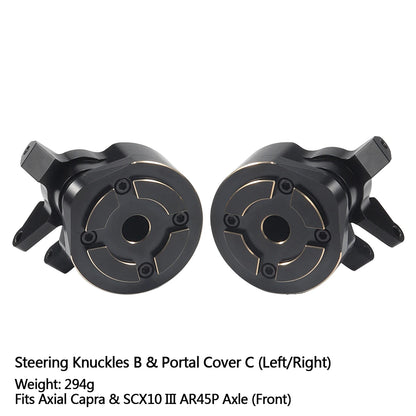Black Brass Steering Knuckle Portal Cover Weights for Axial Capra SCX10 III