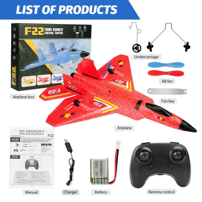 F22 Raptor RC Plane 2.4G 2CH Remote Control Flying Glider With LED Lights EPP Foam Airplane Toys For Children Gifts-EXPROTAS