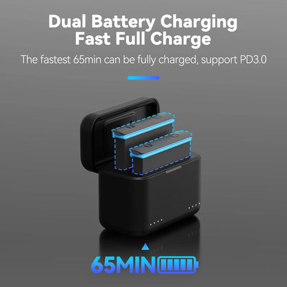 TELESIN Charging Case for Insta360 X3 X4 Dual Charger Hub w/ TF Storage