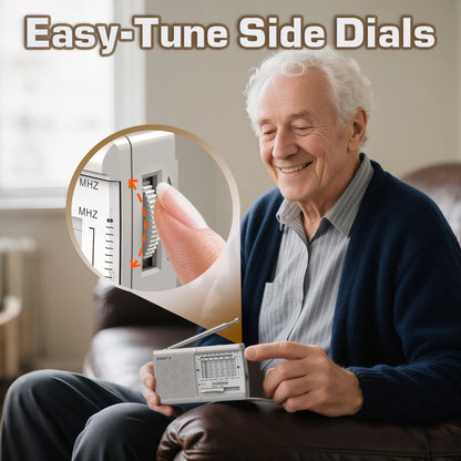 Portable Pocket Radio AM/FM/MW Shortwave Multi-Band Receiver with Speaker Earphone Jack