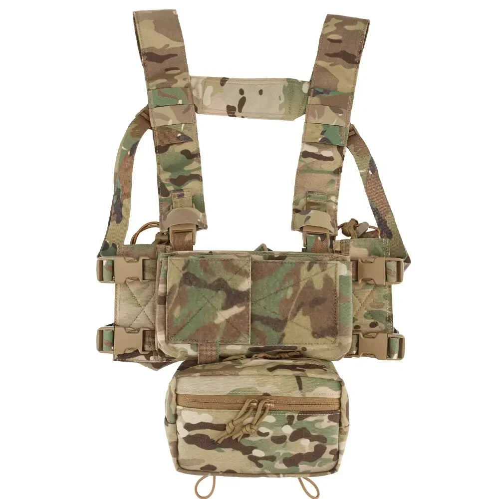 MK4 Micro Chest Rig w/ 5.56 Mag Pouch Tactical Vest Camo Airsoft Carrier