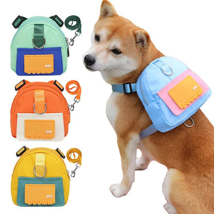 Waterproof Dogs Puppy Bag Outdoor Travel Backpack with Harness & Collar