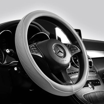 Napa Leather Steering Wheel Cover 14.5-15 Inch Breathable Non-Slip Patchwork