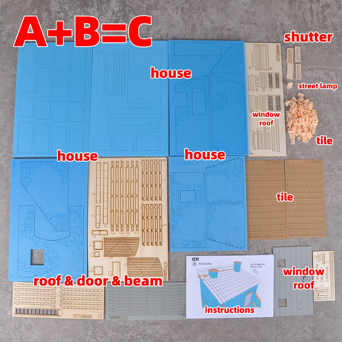 1/35 Model Building Architecture House Diorama Kit - 20 Pieces