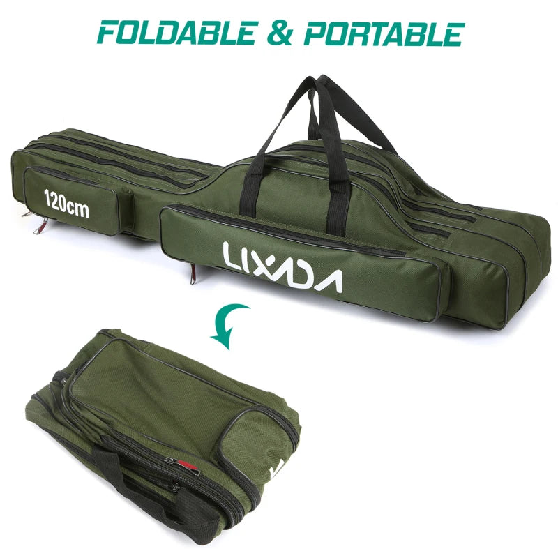 Lixada 3-Layer Fishing Rod Bag 90/120/150cm Folding Pole Reel Tackle Case