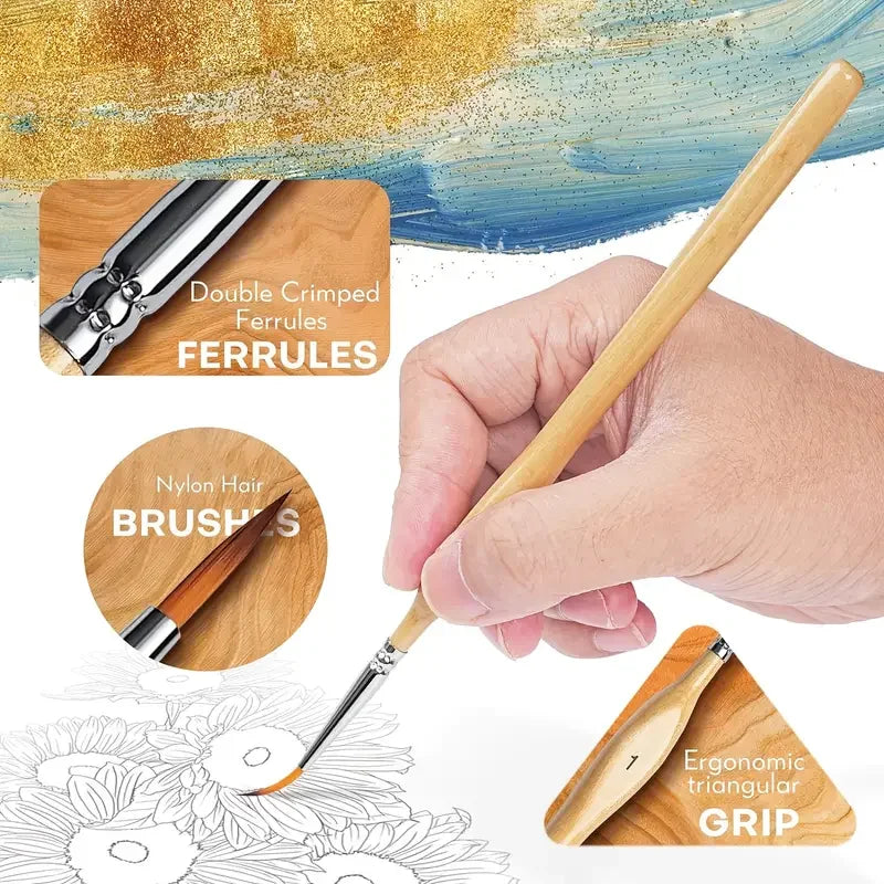 11pcs Detail Brush Set Micro Fine Art Brushes for Painting Miniature Models